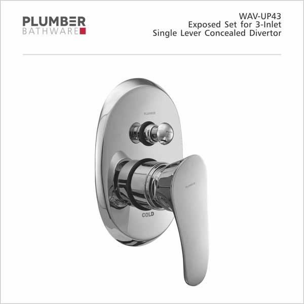 Plumber - Wave Series - Exposed Set for 3-INLET Single Lever Divertor - WAV-UP43