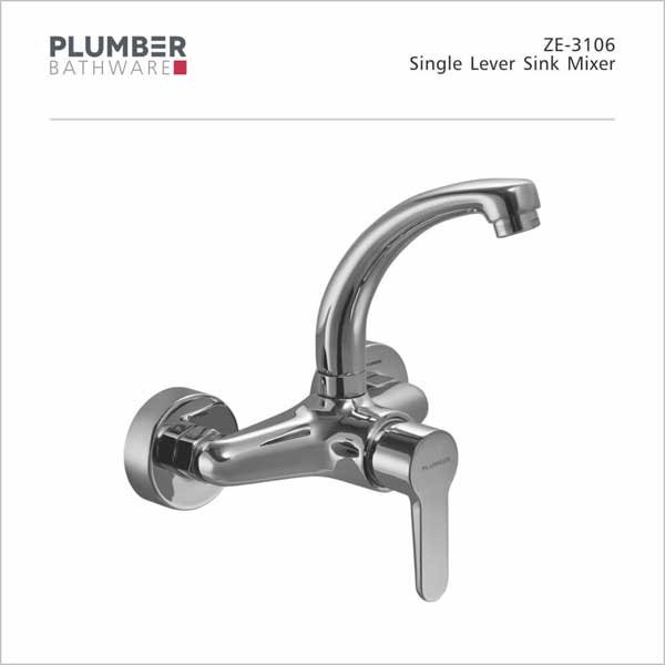 Plumber - Zeus Series - Single Lever Sink Mixer Wall Mounted - ZE-3106
