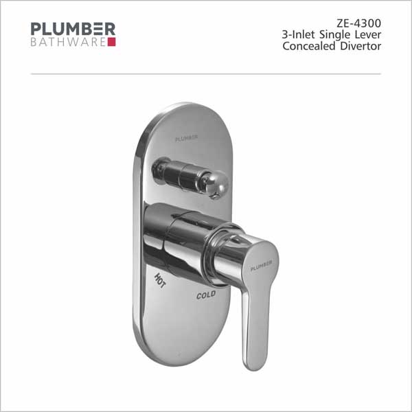 Plumber - Zeus Series - 3-INLET Single Lever Concealed Divertor - ZE-4300
