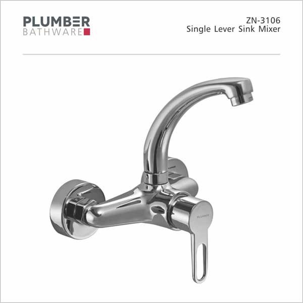 Plumber - Zion Series - Single Lever Sink Mixer Wall Mounted - ZN-3106