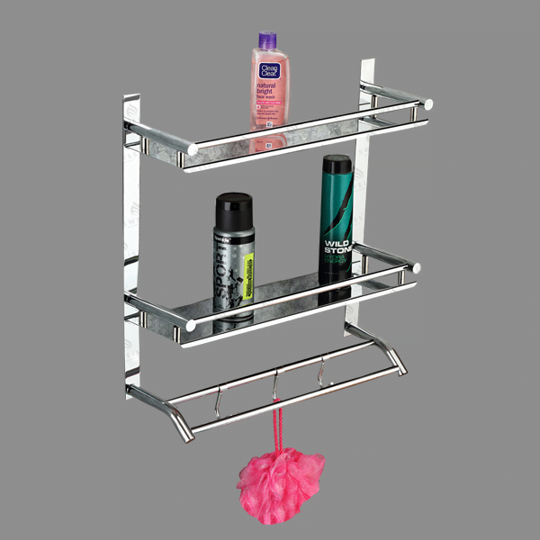 Sweiss Brand - Shelf & Corners Series - Double Shelf With Rod & Hook