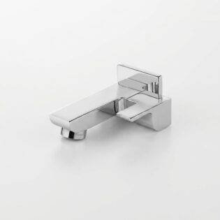 Modern bib cock with flange brushed steel wall tap