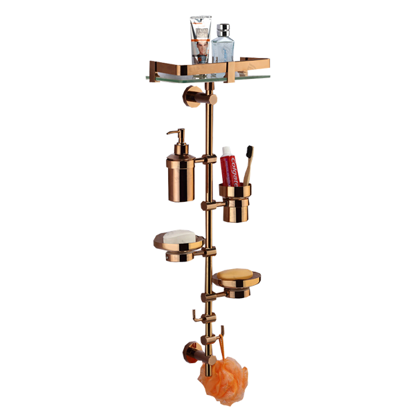 Sweiss Brand - Ultimate Series - Bath Pole (Rose Gold PVD + Shelf)
