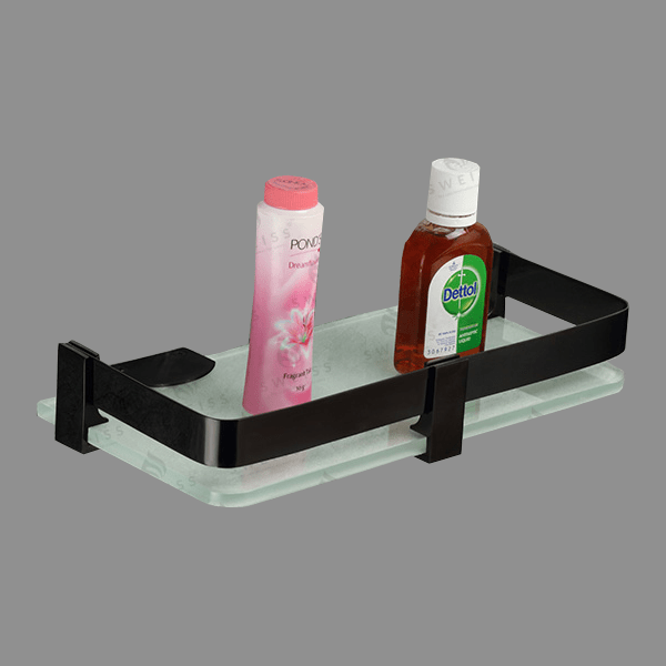 SWEISS - PVD Black Glitter Glass Shelf