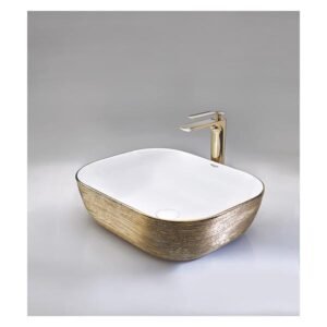 Aquant - Table Top Basin - 7068 Gold and White