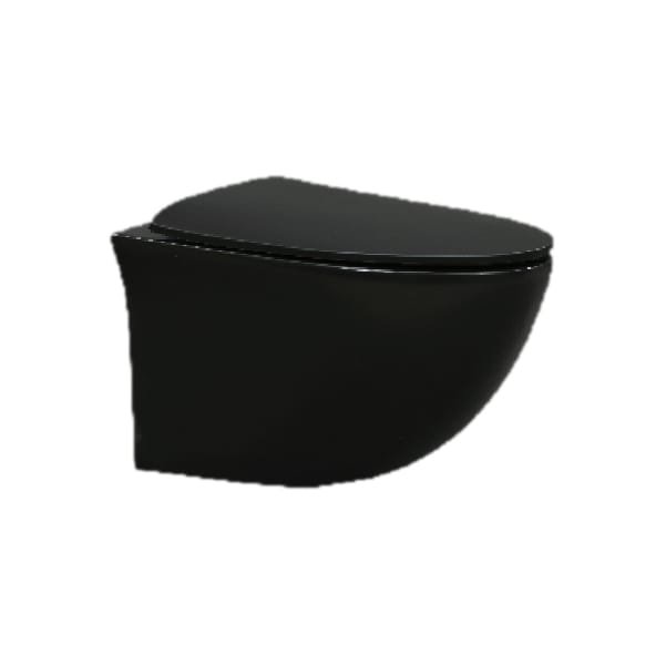 Simpolo - ZEUS Matt Black Wall Hung Closet with UF Seat Cover