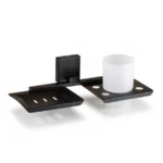 Flamingo - SOAP DISH & TUMBLER HOLDER | SS Black Finish -  Bathroom Accessories - Platinum Collection