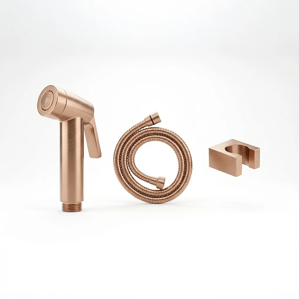 Aquant 1186 BRG Brushed Rose Gold Aquant - ABS Health Faucet Set With 1 mtr. Flexible Hose & Wall Hook - Brushed Rose Gold- BRG 1186 - Image 1