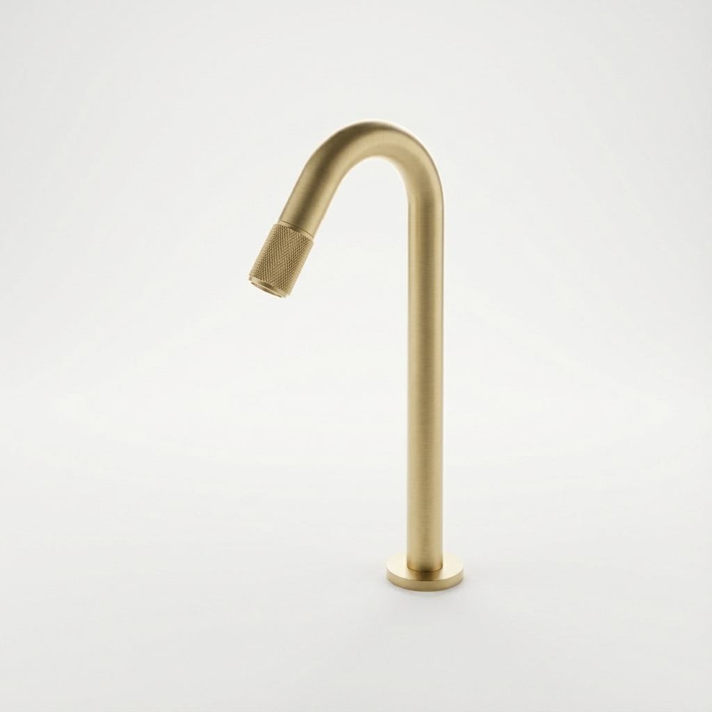 Aquant-1312-BG-Brushed-Gold Aquant - Deck Mounted Tall Brass Basin Tap Mouth Operated - Brushed Gold - BG 1312 - Image 1