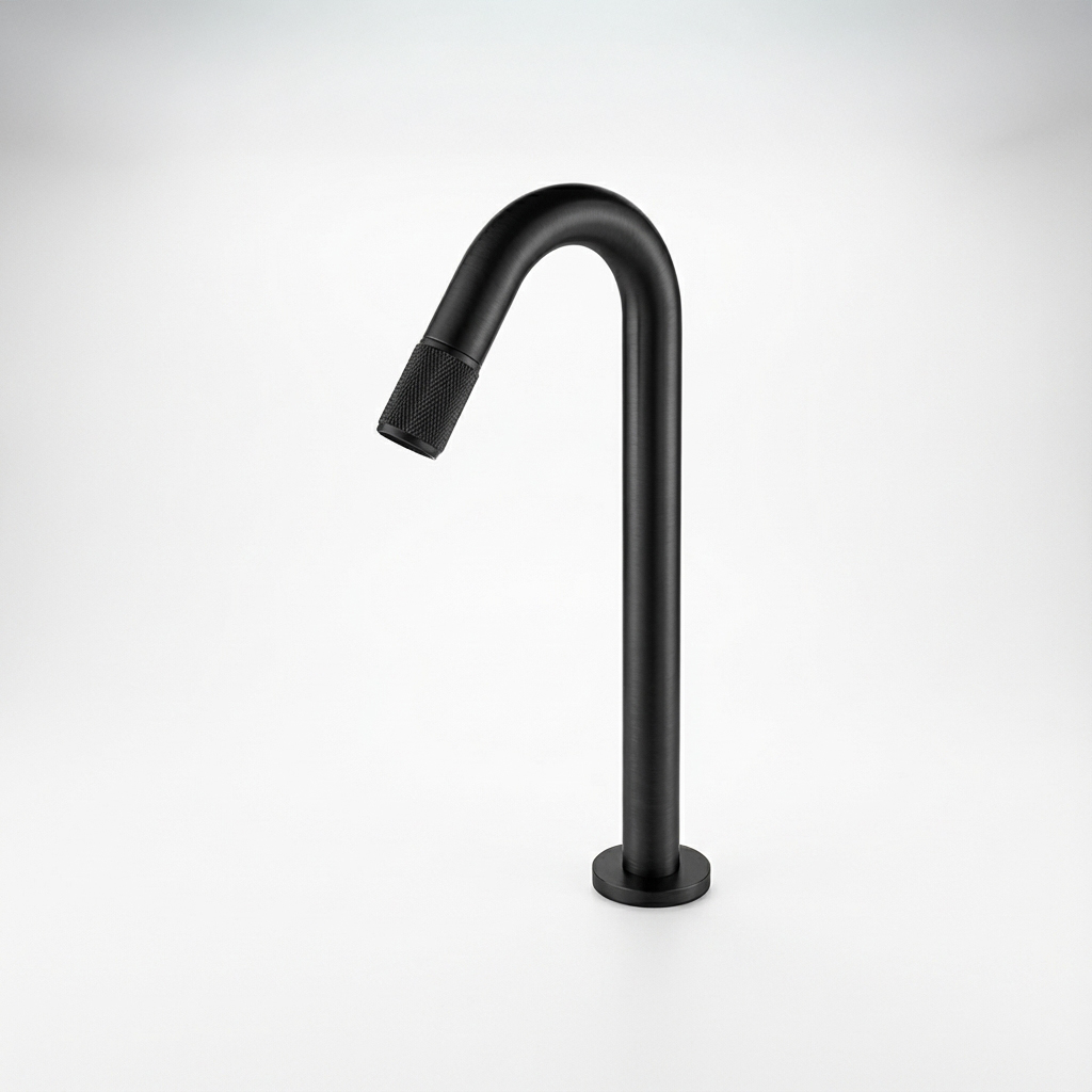 Aquant-1312-MB-Matt-Black Aquant - Deck Mounted Tall Brass Basin Tap Mouth Operated - Matt Black - MB 1312 - Image 1