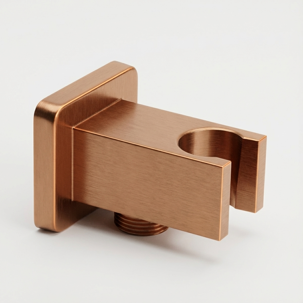 Aquant-1497-BRG-Brushed-Rose-Gold Aquant - Wall Outlet With In-built Hook (Brass Square Body) - Brushed Rose Gold - BRG 1497 - Image 1