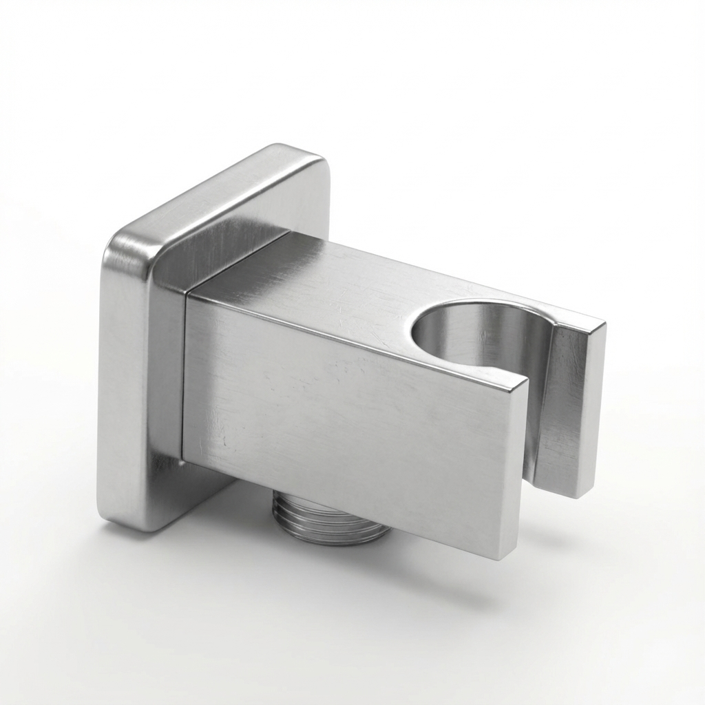 Aquant-1497-CP Aquant - Wall Outlet With In-built Hook (Brass Square Body) - Chrome Plated - CP 1497 - Image 1