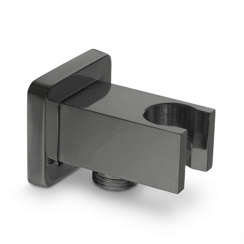 Aquant-1497-GG-Graphite-Grey Aquant - Wall Outlet With In-built Hook (Brass Square Body) - Graphite Grey - GG 1497 - Image 1