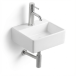 Aquant Ceramic Bathroom Wash Basin for Table or Wall Mounting | Compact & Elegant Design ? Model 1537