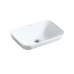 Aquant Modern Square Ceramic Wash Basin ? Semi-Counter & Table Mounted | Elegant White Finish ? Model 1720