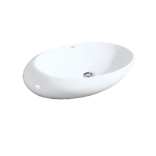 Aquant Model 1727 Ceramic Table-Mounted Wash Basin - Oval, White, Over-Counter, Sleek Ceramic Basin
