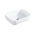 Aquant Ceramic Table-Mounted Wash Basin - Rectangle Shape, White, Counter-Basin Design | Model 1746