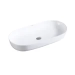 Aquant Model 1764 Ceramic Table-Mounted Wash Basin ? Capsule-Shape White Table Basin, Counter Basin Design, Best for Home Use in India