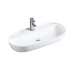 Aquant Ceramic Table-Mounted Wash Basin Model 1765 ? White Capsule-Shape Tabletop/Counter Basin Design ? Premium Ceramic Basin