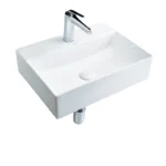 Aquant Ceramic Table/Wall Mounted Wash Basin ? White, Rectangular Shape, Wall-Mount, Model 1791