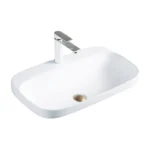 Aquant Modern Square Ceramic Wash Basin ? Semi-Counter & Table Mounted | Elegant White Finish ? Model 1914W