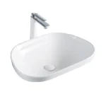 Aquant Modern Square Ceramic Wash Basin ? Semi-Counter & Table Mounted | Elegant White Finish ? Model 1915W