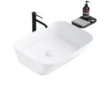 Aquant Ceramic Table-Mounted Wash Basin (1936W) ? White Rectangle Ceramic Basin for Modern Indian Bathrooms