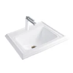 Aquant Modern Square Ceramic Wash Basin ? Semi-Counter & Table Mounted | Elegant White Finish ? Model 1942