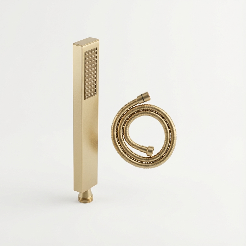 Aquant-28118-BG-Brushed-Gold Aquant - Brass Hand Shower With 1.5 mtr Flexible Hose - Brushed Gold - BG 28118 - Image 1