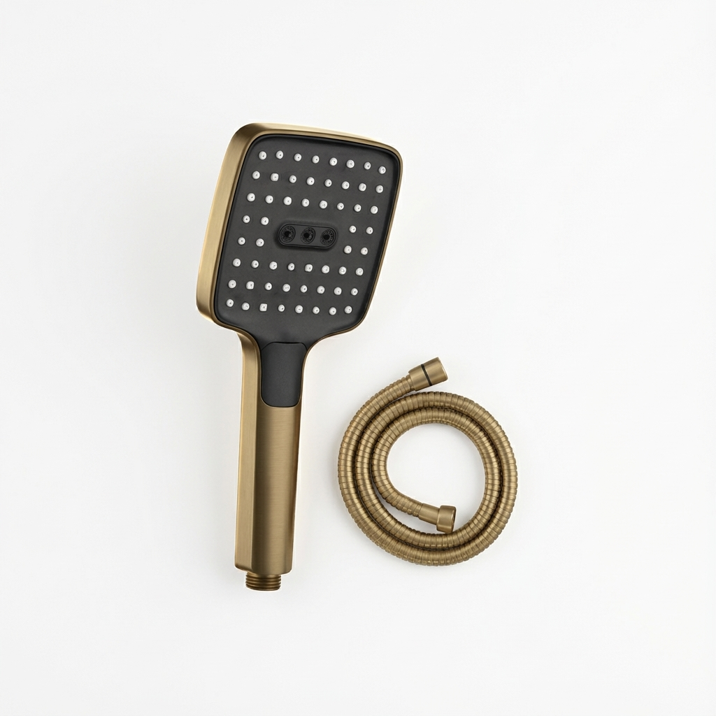 Aquant-28191-BG-Brushed-Gold Aquant - ABS Hand Shower 3 Function With 1.5 mtr Flexible Hose - Brushed Gold - BG 28191 - Image 1