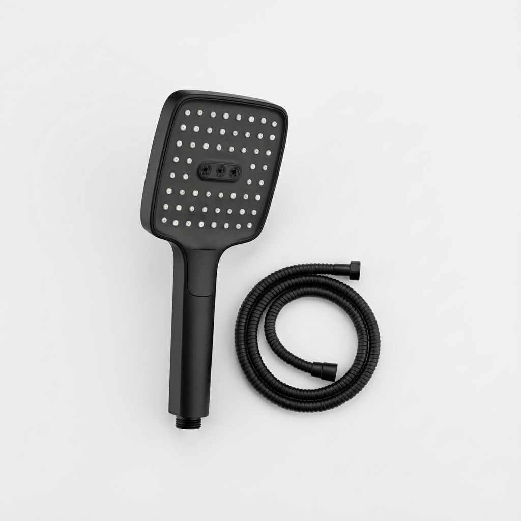 Aquant-28191-MB-Matt-Black Aquant - ABS Hand Shower 3 Function With 1.5 mtr Flexible Hose - Matt Black - MB 28191 - Image 1