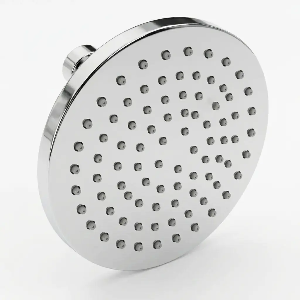 Aquant 150 mm round rain shower head chrome finish front perspective view