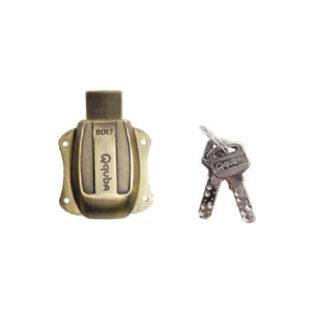 QUBA - FURNITURE LOCKS - BOLT CUPBOARD LOCK - Q BOLT C - Antique Brass Matt 35MM (Available in Stainless Steel, Rose Gold Matt, Jet Black Matt - 25/30/35MM)