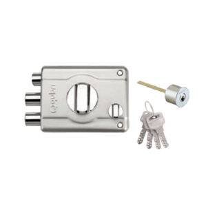 QUBA - MAIN DOOR ARMOUR LOCKS - ARMOUR PLUS Q 253 (ARMOUR PLUS LOCK- 1 SIDE KEY / KNOB WITH DIMPLE KEY) - Stainless Steel (Available in Antique Brass, Ivory Finish) - 15 Years Warranty*
