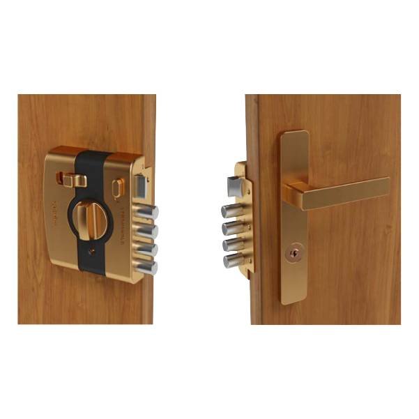 Quba - Main Door Locks - Strong Hold Q 232 QUBA - MAIN DOOR LOCKS - STRONGHOLD Q MDS 232 (STRONGHOLD MAIN DOOR SET-1 SIDE KEY / KNOB WITH DIMPLE KEY) - Rose Gold (Available in Antique Brass Matt, Milango Beige, Jet Black Matt) - 15 Years Warranty*
