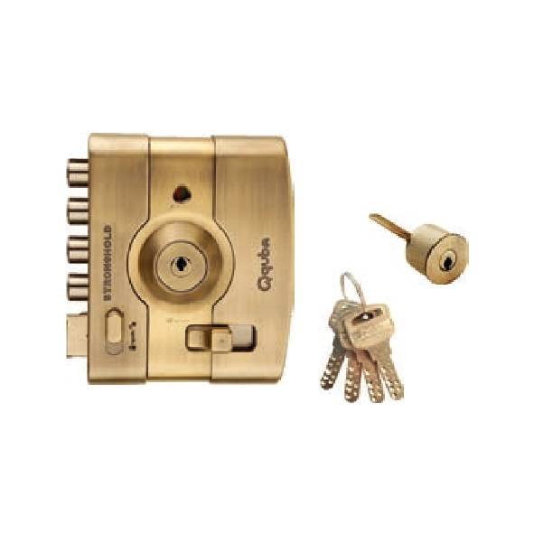 Quba - Main Door Locks - Strong Hold Q 233 - ABM QUBA - MAIN DOOR LOCKS - STRONGHOLD Q 233 (STRONGHOLD LOCK-BOTH SIDE KEY WITH DIMPLE KEY) - Antique Brass Matt (Available in Milango Beige, Rose Gold, Jet Black Matt) - 15 Years Warranty*