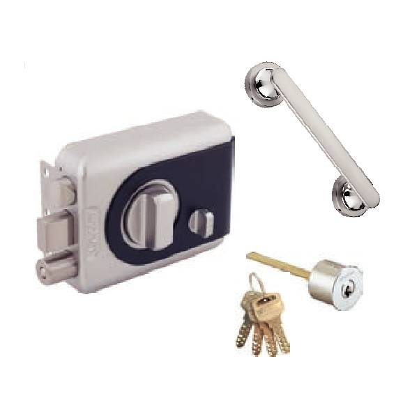 Quba - Main Door Locks - Trident Q 238 - SS QUBA - MAIN DOOR TRIDENT LOCKS - TRIDENT Q 238 (TRIDENT LOCK WITH PULL HANDLE COMBO - 1 SIDE KEY / KNOB WITH DIMPLE KEY) - Stainless Steel (Available in Antique Brass Matt) - 15 Years Warranty*