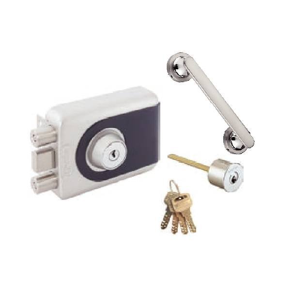 Quba - Main Door Locks - Trident Q 241 - SS QUBA - MAIN DOOR TRIDENT LOCKS - TRIDENT Q 241 (TRIDENT DEAD LOCK WITH PULL HANDLE COMBO - BOTH SIDE KEY WITH DIMPLE KEY) - Stainless Steel (Available in Antique Brass Matt) - 15 Years Warranty*